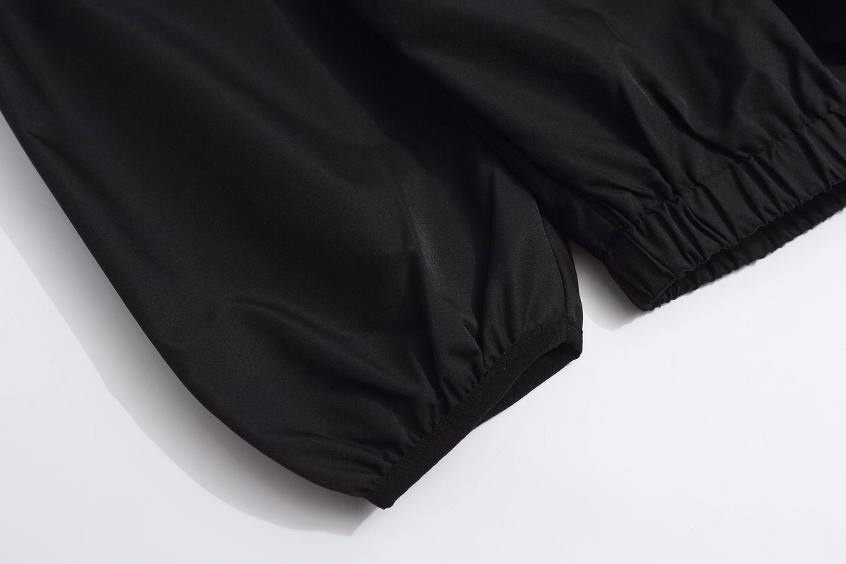 Essentials Black Half-Zip Windbreaker Jacket — detail