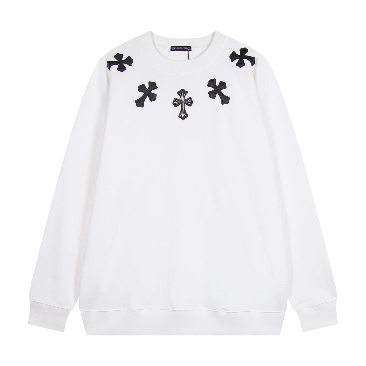 Chrome Hearts Leather Cross Metal Detail Crewneck Sweatshirt — hero