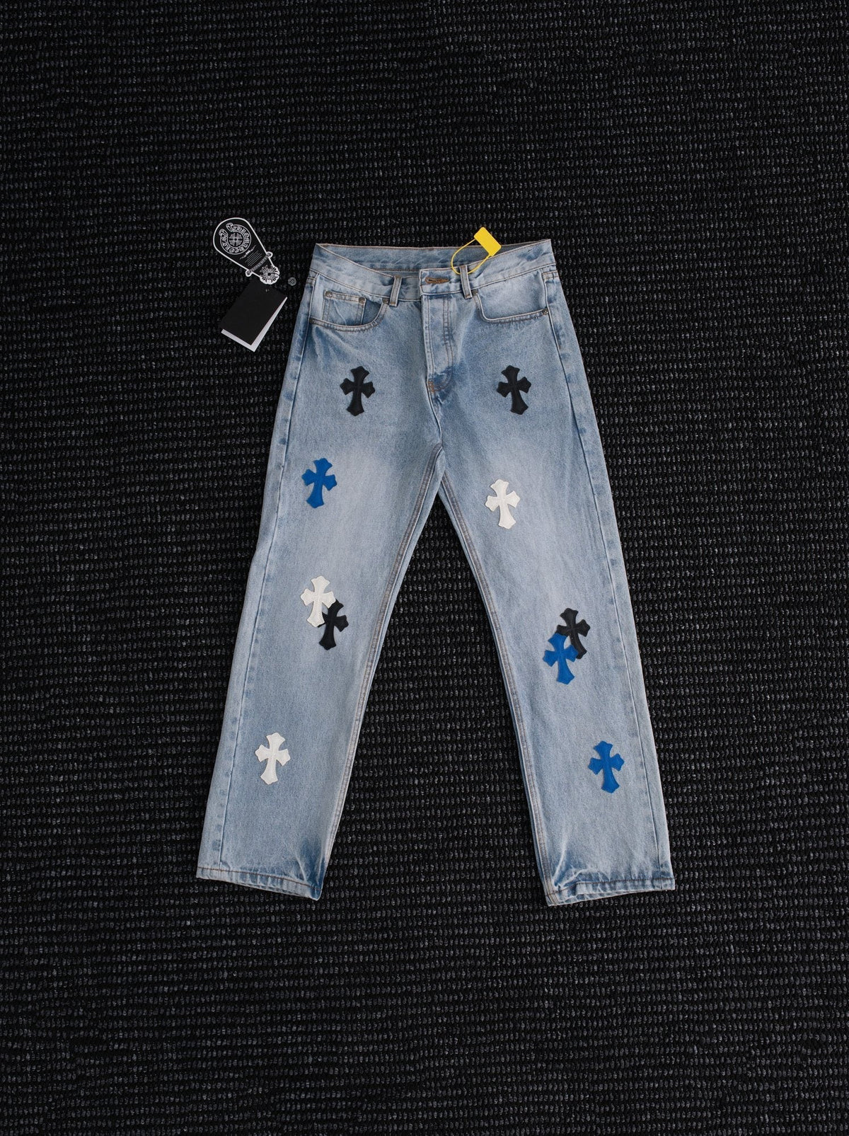 Chrome Hearts Cross Patch Light Blue Denim Jeans — hero