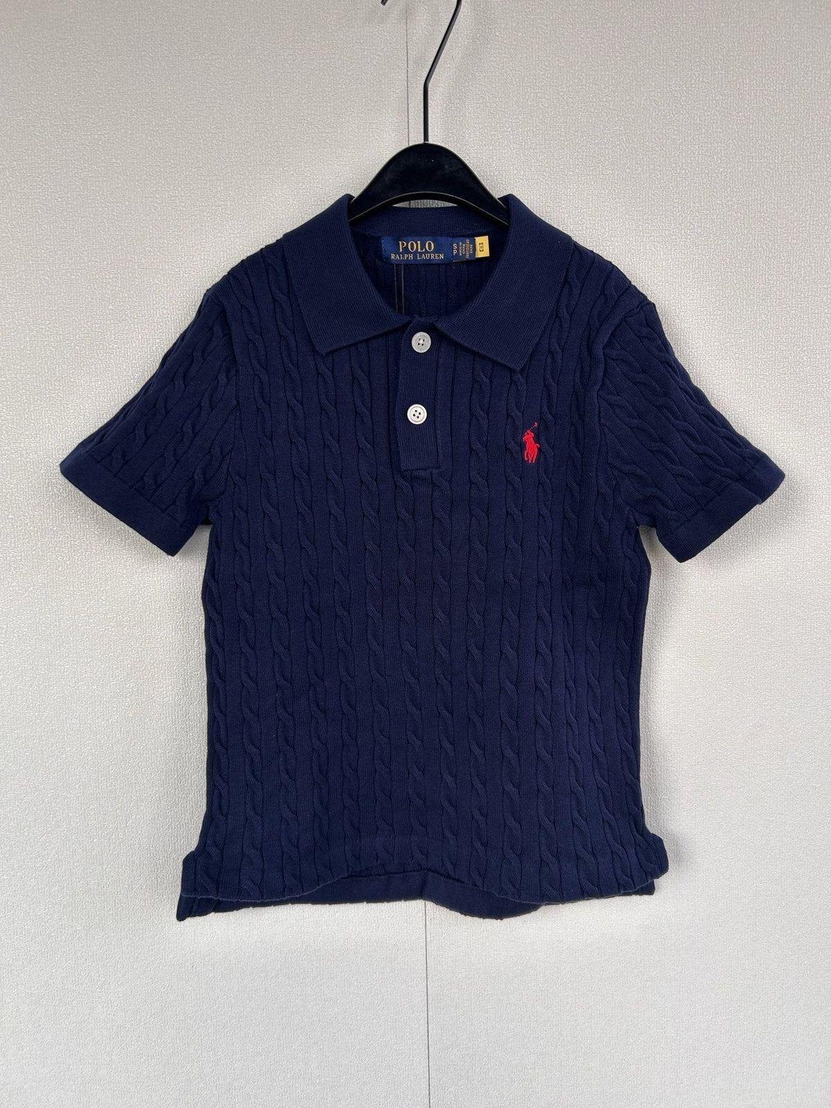 Test2-Ralph Lauren Women's Cable-Knit Short-Sleeve Polo Shirt — front